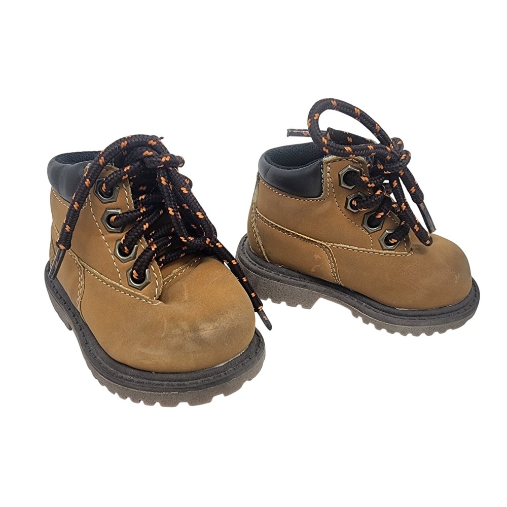 Route 66 Ankle Boots Toddler‎ Boys 2M Brown Lace Up Padded Collar Lug Sole Great